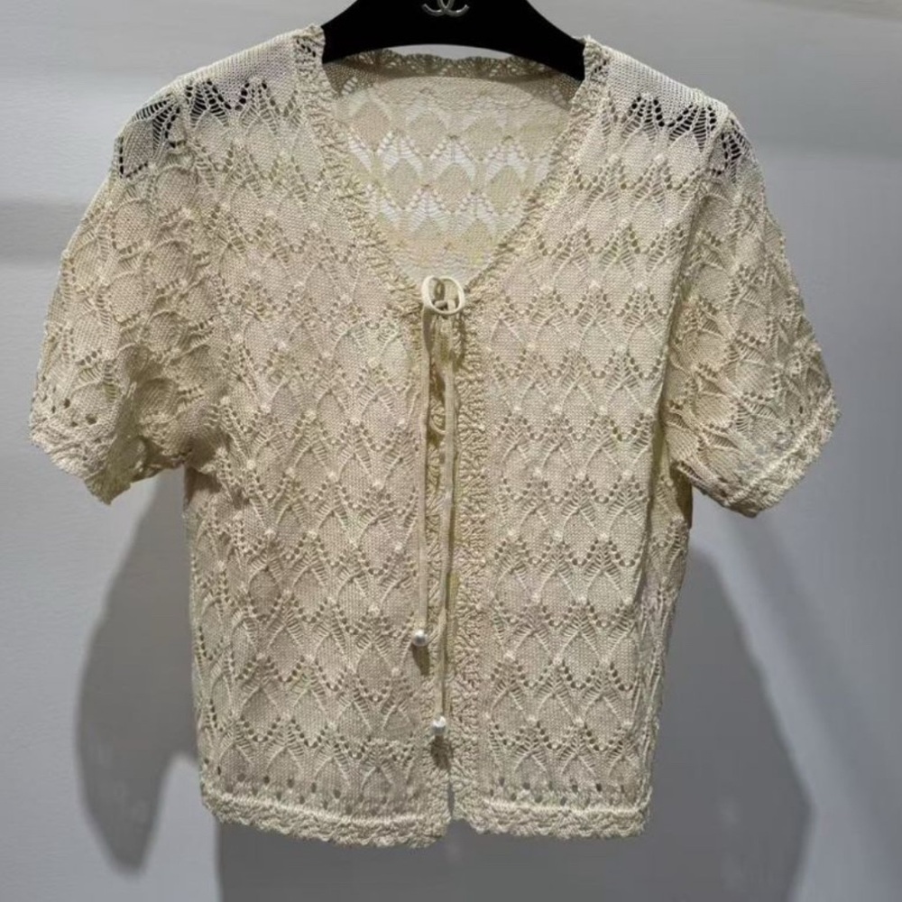 Elegant Cream Crochet Crop Top